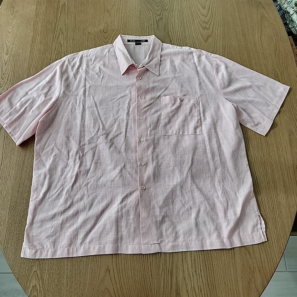 Alan Stuart Men's Vintage Polo Shirt Size 2XL‎ Pink Button Down Short Sleeve